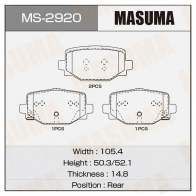 Колодки тормозные дисковые MASUMA 9TJ H6A6 1439698652 MS-2920