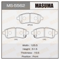 Колодки тормозные дисковые MASUMA 4560116724000 MS-5562 Mazda 2 (DE) 3 Хэтчбек 1.6 MZ CD 95 л.с. 2011 – 2015 SG9 CWKB