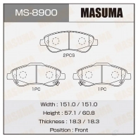 Колодки тормозные дисковые MASUMA 4560116722433 QJ 6J0I7 1422881585 MS-8900