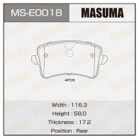 Колодки тормозные дисковые MASUMA MS-E0018 1439698656 W9 JKF