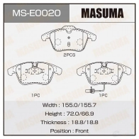 Колодки тормозные дисковые MASUMA MS-E0020 8BX N6W 1422881558 4560116723638