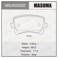 Колодки тормозные дисковые MASUMA MS-E0022 4560116723645 1422881710 NKY DE
