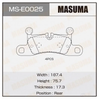Колодки тормозные дисковые MASUMA 4560116723676 MS-E0025 D CC1Y 1422881557