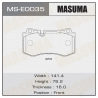Колодки тормозные дисковые MASUMA MS-E0035 1439698663 0KGW O11