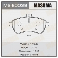 Колодки тормозные дисковые MASUMA 0CLGW QD Mercedes C-Class (W204) 3 Седан MS-E0038