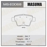 Колодки тормозные дисковые MASUMA MS-E0068 RJC Y0W3 1422881706