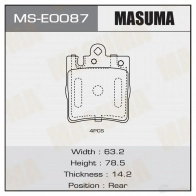 Колодки тормозные дисковые MASUMA Mercedes E-Class (W210) 2 Седан 2.0 E 200 Kompressor (245) 186 л.с. 1997 – 2002 MS-E0087 J59U K