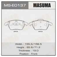 Колодки тормозные дисковые MASUMA 1439698708 MS-E0137 S7 51K