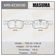 Колодки тормозные дисковые MASUMA MS-E0206 RY X9BZM Bmw 1 F21 Хэтчбек 5 д 2.0 116 d 116 л.с. 2012 – наст. время