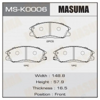 Колодки тормозные дисковые MASUMA 1420577366 MS-K0006 4560116723706 Q VP3X