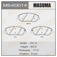 Колодки тормозные дисковые MASUMA Hyundai Santa Fe (DM) 3 Кроссовер 2.2 CRDi 4WD 197 л.с. 2012 – 2015 CG2 2R 4560116723775 MS-K0014