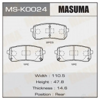 Колодки тормозные дисковые MASUMA 1420577380 4560116723867 FEOZ47 V MS-K0024