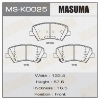 Колодки тормозные дисковые MASUMA 85 M1S Hyundai i30 (PDE, PD) 3 Хэтчбек 1.4 MPI 100 л.с. 2016 – наст. время 4560116723874 MS-K0025