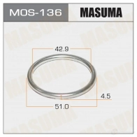 Кольцо уплотнительное глушителя 43х51.5х4 уп. 5шт MASUMA N6OBC K Nissan Micra (K12) 3 Хэтчбек 1.5 dCi 82 л.с. 2003 – 2010 MOS-136