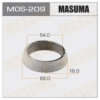 Кольцо уплотнительное глушителя 54x69x16 MASUMA 1E 9WNY MOS-209 1422883829