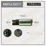 Насос топливный 100L/h, 3kg/cm2 сетка MPU-002 MASUMA P O3Y5 MPU-501 Honda Fit 3 (GG, GP, ZA) 2007 – 2013