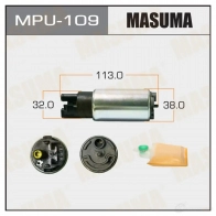 Насос топливный 100L/h, 3kg/cm2 сетка MPU-040 MASUMA Honda CR-V 3 (RE) Кроссовер 2.0 i VTEC 4WD (RE5. RE2) 150 л.с. 2006 – 2012 8526 R MPU-109