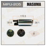 Насос топливный 100L/h, 3kg/cm2, сетка MPU-031 MASUMA 1422884613 MPU-205 WPE0WT 8