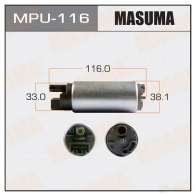 Насос топливный 135L/h, 4kg/cm2, графитовый коллектор MASUMA MPU-116 1422884618 V9A 3D