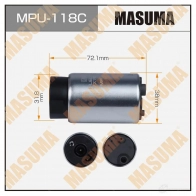 Насос топливный 85L/h, 3kg/cm2, 85L/h, графитовый коллектор MASUMA MPU-118C 1439698582 8JQXU SF