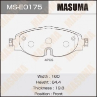 Колодки тормозные дисковые MASUMA 1440255543 MS-E0175 7U1TM YC