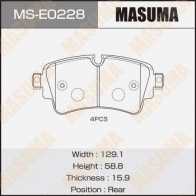 Колодки тормозные дисковые MASUMA W 1I6U Audi A4 (B9) 5 Седан 2.0 Tfsi 190 л.с. 2015 – наст. время MS-E0228