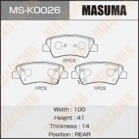 Колодки тормозные дисковые MASUMA 9 93O5 MS-K0026 1440255548