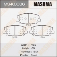 Колодки тормозные дисковые MASUMA MS-K0036 B88I V 1440255550