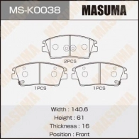 Колодки тормозные дисковые MASUMA 1440255551 SJFQI J MS-K0038
