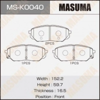 Колодки тормозные дисковые MASUMA 1440255552 L TSC9 MS-K0040