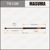 Упор газовый багажника MASUMA T8108 Nissan X-Trail (T30) 1 Кроссовер 2.0 140 л.с. 2001 – 2013 1 L4HNYB