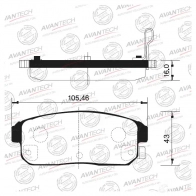 Дисковые тормозные колодки (противоскрипная пластина в компл.) AVANTECH AV205 JG A6V 1439704417