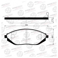 Дисковые тормозные колодки (противоскрипная пластина в компл.) AVANTECH AV212 1439704418 A1K BOD6