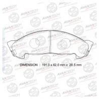 Дисковые тормозные колодки (противоскрипная пластина в компл.) AVANTECH 1420571330 AV986 8RCM K4