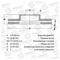Тормозной диск (кратность 2 шт.) AVANTECH D 63OQ 1420568040 BR0146