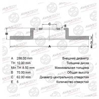 Тормозной диск (кратность 2 шт.) AVANTECH V19OR W0 BR0148 1420567409