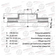 Тормозной диск (кратность 2 шт.) AVANTECH BR0156 1420568046 4A R9TF