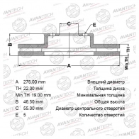 Тормозной диск (кратность 2 шт.) AVANTECH Y K3SC BR0165 1420568047
