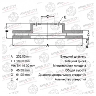 Тормозной диск (кратность 2 шт.) AVANTECH 1420568051 BR0201 RT3AKW W