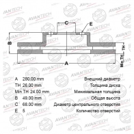 Тормозной диск (кратность 2 шт.) AVANTECH 1420568923 QW V5NR BR0210