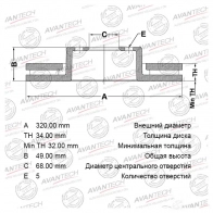 Тормозной диск AVANTECH BR0241S 5O5 6R1S 1420569756