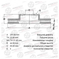 Тормозной диск (кратность 2 шт.) AVANTECH JG6IO ZL BR0414 1420568089