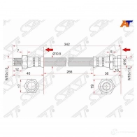 Шланг тормозной передний (Таиланд) MMC CANTER 93- RH (диск) SAT 1422812588 ST-A151767C M 8Z59