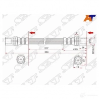 Шланг тормозной передний (Таиланд) TOYOTA DYNA/TOYOACE/HIACE 85-99 LH=RH SAT 19Y P3S ST-90947-02477 1422822474