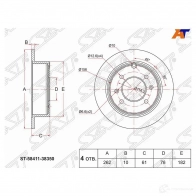 Диск тормозной зад HYUNDAI MATRIX/SONATA 98-05 SAT ST-58411-38350 0S42P3 A 1422888961