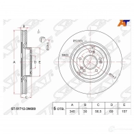 Диск тормозной перед KIA QUORIS 15-/HUYNDAI GENESIS 13- SAT ST-51712-3N600 L6UEZR N 1440521817