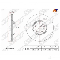 Диск тормозной перед FORD TRANSIT 00-06 SAT ST-4395257 0W ORK6 1422802025