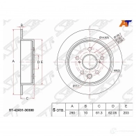 Диск тормозной зад LEXUS IS250/300H 13- SAT ST-42431-30300 1440541209 PO5N6 8I