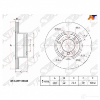 Диск тормозной перед BMW 5 E34 88-95 SAT BT FIW ST-34111158040 1422798806