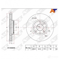 Диск тормозной перед OPEL ASTRA G 98-05/ZAFIRA A 99-05 SAT 1422802501 ST-0569059 OX9D O